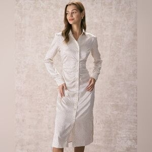 Rihoas Polka Dot Button Shirt Midi Dress for Women